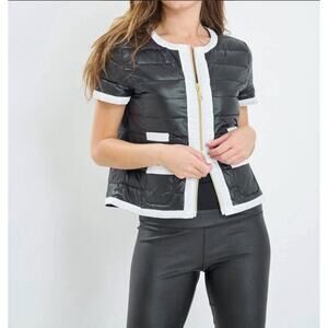 Anorak Blue White Channel Contrast Puffer Jacket Short Sleeve Sz Xl NWT Down